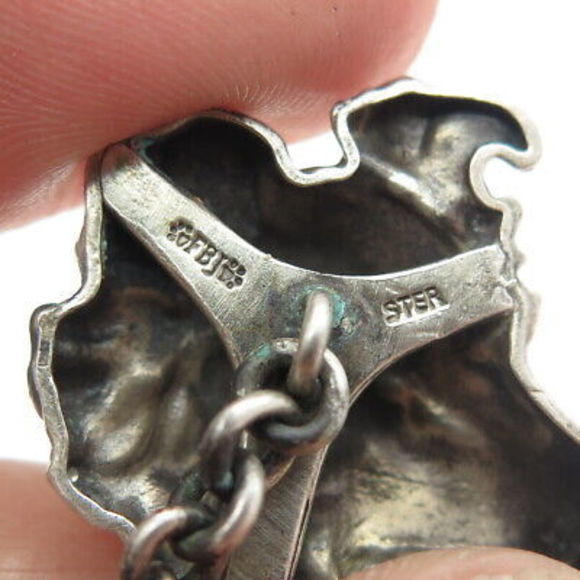 925 Sterling Silver Vintage Real Round-Cut Champagne Diamond Sheltie Cufflinks - Picture 7 of 7